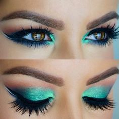 Extreme Make-up, Metallic Eyeshadow, Smink Inspiration, Green Makeup, How To Apply Eyeliner, Blue Makeup, Brow Gel