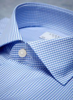 Wardrobe Men, Gents Shirts, Light Blue Gingham, Mens Work Outfits, Perfect White Shirt, Mens Printed Shirts, Closet Colors, Classy Suits, Bainbridge Island