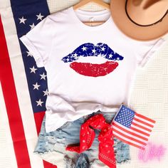 a white shirt with an image of a pig wearing sunglasses and american flag on it