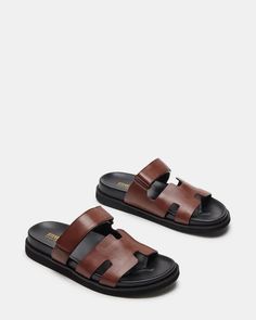 MAIVEN Brown Leather Fisherman Sandal | Men's Sandals – Steve Madden Sandals Steve Madden, Men's Sandals, 5 Inch Heels, Brown Sandals, Summer Look, Mens Sandals, Summer Looks, Slip On Sandal, Gift Guide