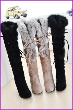 Knee Boots Winter, Knee High Boots Winter, Black High Heel Boots, Faux Suede Boots, Lace Up High Heels, Suede Boots Knee High, Thigh Boot, Boots Winter, Snow Boots Women