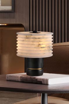 Outela Table Lamp - SamuLighting Marble Lamp Design, Modern Marble Table Lamp, Asian Table Lamp, Marble Lamps, Soft White Color, Table Lamp Luxury, Marble Light, Smoked Glass Table Lamp, Contemporary Table Lamp