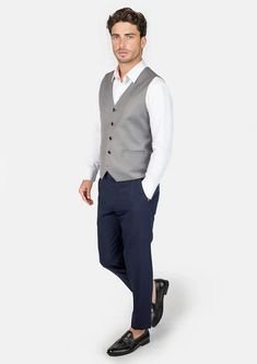 Look your best in the custom made Bryant Light Grey Twill Vest. This professional classic is designed to flatter and enhance any look. A timeless wardrobe staple, it's sure to be a reliable go-to item. Professional Custom Fit Blazer For Workwear, Professional Custom Fit Workwear Blazer, Classic Slim Fit Suits For Work, Classic Fitted Suits For Office Wear, Body Posture, Body Proportions, Timeless Wardrobe Staples, Stretch Pants, Fabric Samples