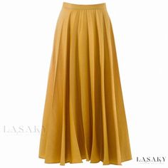 Lasaky - Chic Half-Skirt for Women with Adjustable Hem Elegant Long Yellow Skirt, Elegant Yellow Pleated Skirt For Summer, Elegant Yellow Pleated Summer Skirt, Elegant Yellow Pleated Skirt, Elegant Yellow Maxi Skirt, Yellow A-line Pleated Skirt, Elegant Yellow Pleated Bottoms, Elegant Yellow Skirted Bottoms, Yellow Long Skirt For Fall