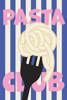 the pasta club logo is shown with a fork in front of it and an image of a