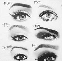 Evolution of eye looks, I'm still stuck in the 1950's and that's okay Maquillage Pin Up, 1950s Makeup, 50s Makeup, Eyebrow Trends, 70s Makeup, Retro Makeup, Smink Inspiration, Pinterest Makeup, Makijaż Smokey Eye