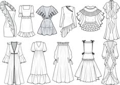 Fashion Design Inspiration, Fashion Design Template, Fashion Drawing Sketches, Fashion Design Patterns, Fashion Sketches Dresses, Sketches Dresses, Dress Design Sketches, Fashion Illustration Sketches, Dress Drawing