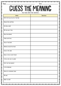 a printable guess the meaning worksheet