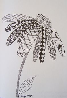 a black and white drawing of a flower