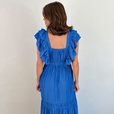 The most Blue-tiful dress 💙 
#dress #maxidress #bluedress #musthave #dressoftheday #ootd #fitcheck Blue V-neck Tiered Dress For Spring, Blue Tiered Dress With Ruched Details, Casual Blue V-neck Tiered Dress, Blue Casual Tiered Dress With V-neck, Beach V-neck Tiered Dress With Ruffle Hem, Maxi Dress Sale, Darling Dress, Basic Tees, Tiered Maxi Dress