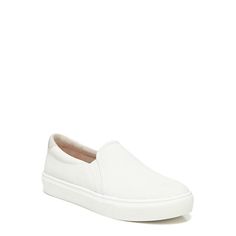 A slip-on sneaker with sporty vibes and comfort you'll love. Basic Sneakers, White Sunset, White Slip On Sneakers, White Snake, Sporty Design, Fabric Canvas, White Slip, Famous Footwear, Recycled Bottles