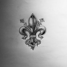 a black and white drawing of a fleur de lis