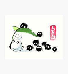 Ink forest Art Print Studio Ghibli Totoro Art, Kodama Art, Totoro Painting, Ghibli Drawing, Ink Forest, Mini Totoro, Totoro Drawing