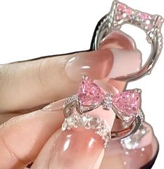 Kawaii Store, Bow Ring, Birthday Ring, Zircon Ring, Rings For Girls, Princess Style, Pink Ring, Pinky Ring, Ribbon Bow