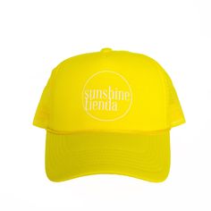 Sunshine Tienda® Yellow Sunshine Tienda Trucker Hat Cute Merch, Yellow Sunshine, We Are Love, You Rock, Trucker Hats, Mesh Fabric, One Size Fits All, See You, Final Sale