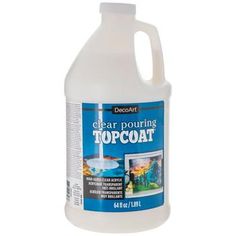 a gallon of clear pouring topcoat for aquariums and marine creatures, with the lid open