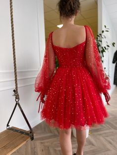 Gown - Teuta Matoshi Duriqi Red Tulle Prom Dress, Prom Dresses Long Sleeves, Pretty Gowns, Tulle Prom Dress Long, Teuta Matoshi, Short Red Prom Dresses, Dresses Long Sleeves, Formal Dresses Graduation, Hoco Dresses Long Sleeve