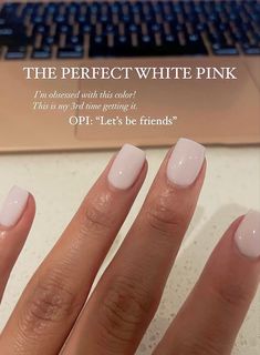 Common Nail Colors, Creamy White Short Nails, Milky Blush Nails, Love Is Bare Opi Dip, Nail Color On Pale Skin, Short Shellac Nails Summer 2023, Opi Manicure Ideas, Short Natural Wedding Nails, Milky White Opi Colors