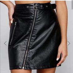 Windsor Faux Leather Belted Mini Skirt Nwt. Super Cute For Fall, Never Been Worn! Ordered The Wrong Size And Missed The Return Window. Trendy Faux Leather Mini Skirt With Zipper Closure, Trendy Faux Leather Mini Skirt With Zipper, Fall Faux Leather Skirt With Side Zipper, Belted Faux Leather Skirt For Night Out, Black Lace Mini Skirt, Red Leather Skirt, Distressed Skirt, Faux Suede Skirt, Belted Mini Skirt