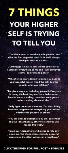 a poster with the words 7 things your higher self is trying to tell you