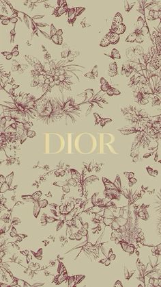 the front cover of dior's book, with butterflies and flowers on it