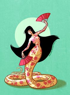 an illustration of a woman dressed as a snake