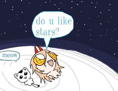 an image of a cat and dog on the moon with words do u like stars?