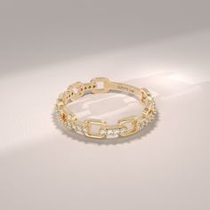 Elevate your style with the Diamond Open Link Ring. Made from 14k Solid Gold, this exquisite ring features an eternity-style design adorned with pave-set diamonds. It's a versatile and minimalist piece that adds a touch of elegance to any outfit. The ring can be made with yellow, rose, or white gold, please choose your size from the dropdown menu options above. 𝐑𝐢𝐧𝐠 𝐃𝐞𝐭𝐚𝐢𝐥𝐬: ❥ Solid gold, available in 10, 14 & 18 karats. ❥ Gold Color Options: White Gold, Yellow Gold, Rose Gold ❥ Band Elegant Diamond Open Chain Ring, 14k Gold Open Ring Stackable With Half Eternity Detail, Luxury Dainty Open Band Diamond Ring, Elegant Yellow Gold Open Eternity Band, Yellow Gold Diamond Open Chain Ring, Linking Rings, Solid Gold Chains, Rose Gold Band, Handmade Jewelry Gift