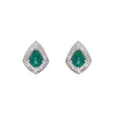 Fancy cut emerald stud earrings / Diamond baguette earrings 18k white gold jewelry / Emerald gemstone earring for woman / Zorayajewels PRODUCT DETAILS - ➡️GEMSTONE DETAILS : ❋ Gemstone : Emerald ❋ Gemstone Weight : 2.41 Cts. ❋ Gemstone Size : 6.8X9.5 MM ❋ Gemstone Shape : Fancy Cut ❋ Gemstone Type : Natural ➡️DIAMOND DETAILS : ❋ Diamond Weight : 0.81 Cts. ❋ Diamond Shape : Baguette & Square Cut ❋ Diamond Color & Clarity : HI_SI ❋ Diamond Cut : Excellent ❋ Diamond Type : Natural ➡️METAL DETAILS : Silver Emerald Jewelry With Baguette Diamonds, Fine Jewelry Gemstone Baguette Cut Earrings, Fine Jewelry Baguette Cut Emerald Earrings, Fine Jewelry Baguette Cut Gemstone Earrings, Formal Baguette Cut Emerald Earrings, Formal Baguette-cut Emerald Earrings, Dazzling Green Emerald-cut Jewelry, Luxury Emerald-cut Diamond Earrings For Formal Occasions, Elegant Green Emerald-cut Diamond Earrings