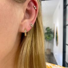 These 14K gold bead huggies make the perfect everyday earring! Gold Disc, Everyday Earrings, Gold Beads, Yellow Gold, Beads, Gold