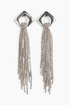 Shiny earrings in metal with a cascade of sparkling rhinestone chains in various lengths. Shiny Earrings, Cardigan Sweater Jacket, Accessories Jewelry Earrings, Metal Earrings, Chain Earrings, Gold Earrings Studs, Women Accessories Jewelry, Long Earrings, Silver Color