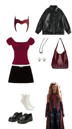 an image of a woman's outfit and accessories for her role in the avengers movie