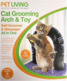 Cat Grooming Arch Toy- Self Groomer & Massager All in One Pet kitten Scratcher Cat Arch Toy Free Catnip and spring toy for Cat Fun Scratcher Cat, Cat Supplies List, Toy For Cat, Pet Brand, Dog Carrier Sling, Cat Fun, Dog Sling, Home Hair