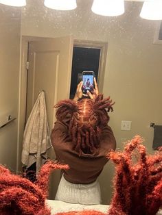 Copper Hair On Black Women Locs, 2 Months Loc Journey, 3 Month Loc Journey, Instant Locs With Curly Ends, Copper Dreads, Copper Locs Black Women, Copper Locs, Brown Locs, Locs Black Women