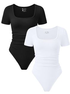 PRICES MAY VARY. Material - This short sleeve ruched bodysuits is made of 90% nylon,10% spandex. Llight weight, super soft and high-stretch fabric with a second-skin feel. Design - Going out bodysuits for women.waist ruched, slim fit, short sleeve, square neck, solid color. This bodysuits is the must-have item in wardrobe. Matching - Casual comfort bodysuits for women, matching with jacket, shorts, jeans, leggings, cargo pants or cardigan.Perfect for daily casual wear. Occassion - Basic bodysuit Cute Body Suits, Under Garments For Women, Cute Bodysuits, Amazon Orders, Girls Streetwear, Latina Outfit, Basic Bodysuit, Cute Clothing Stores