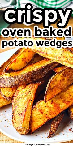 oven baked potato wedges on a white plate