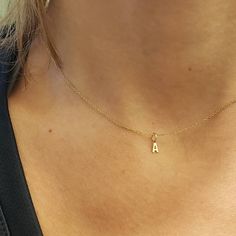 "Gold Initial 14k charm, designed for a delicate or minimalist style you. Matching with all styles. Add a personalized touch to any pendant/necklace or a bracelet. Initial comes as loop soldered. ( I have other style as a sideways available in my shop) feel free to check it out. ♥Quick tip: If you are size XS,S, go for 14'' -15'' chain. If you are (S-M), M ,L go with 16''-18\".♥ This are tips I have learned by talking to my customers and getting a feedback! Letter charm is a perfect gift for: An Gift Letter, Letter Charm Necklace, Charm Choker Necklace, Bracelet Initial, Letter Gifts, Letter Charm, Pompano Beach, Gold Initial, Letter Charms