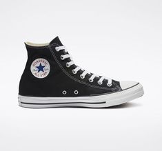 High Top Chucks, Custom Chuck Taylors, Black High Top Converse, High Top Shoe, Black High Tops, Star Sneakers, Vintage Canvas