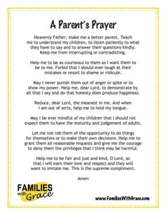 a parent's prayer for her child