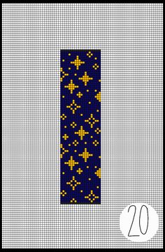 a cross stitch bookmark with the number 20 on it and an image of stars