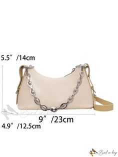 Bird in Bag - Embroidered Chain Hobo Bag Beige Shoulder Bag With Chain Strap, Daily Use Shoulder Bag With Chain Strap, Baguette Satchel Bag With Chain Strap, Chain Link Bag With Detachable Strap For Daily Use, Daily Chain Link Bag With Detachable Strap, Daily Use Chain Link Bag With Detachable Strap, Daily Use Chain Bag, Daily Use Satchel Shoulder Bag With Chain, Everyday Chain Link Bag With Detachable Strap