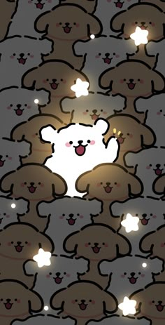 a bunch of teddy bears with lights in their mouths and eyes, all grouped together