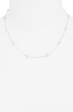 Radiant Akoya pearls make gorgeous stations on a polished chain necklace. 18k gold/saltwater cultured pearl Made in Japan Asian Owned/Founded Akoya Pearls, Made In Japan, 18k Gold, Chain Necklace, Nordstrom, White Gold, Japan, Chain, Gold