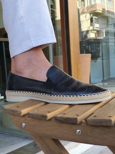 Salerno Black Slip-On Loafers-baagr.myshopify.com-shoes2-brabion Espadrilles Men, Flats Shoes Comfortable, Gifts Box, Black Flats Shoes, Rubber Shoes, Black Loafers, Casual Loafers, Comfortable Flats, Shoe Gifts