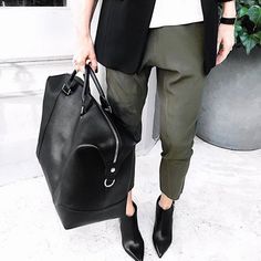 olive green pants, green aesthetic, black duffle bag, outfits, fashion, #fashion The Daily Edited, Black Duffle Bag, Streetwear Inspiration, Olive Green Pants, Pants Green, Green Pants, Love Pictures, Overnight Bag, Green Aesthetic