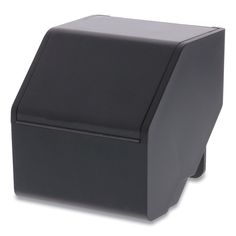 a black box sitting on top of a white surface