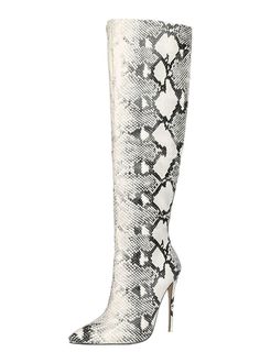 Chic White Knee-high Winter Boots, Chic White Knee-high Boots For Winter, Fall High Heel Knee-high Boots, Trendy Knee-high Fall Heels, Trendy Knee-high Heels For Fall, Casual High Heel Knee-high Boots For Party, Trendy Tall Knee-high Boots With High Heel, Chic Knee-high Fall Heels, Chic Knee-high Heels For Fall