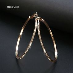 Large Hoop Earrings with Crystal Includes: ♥ 1 pair of earrings Product Details: Dimensions ♥ 2-1/8 inches Diameter Material ♥ 925 Silver Plated Metal Alloy Type ♥ Large Hoop Earrings Hoop Earrings With Diamonds, Long Pearl Earrings, Rose Gold Hoop Earrings, Hoop Earrings Style, Earrings Hoops, Hoops Gold, Big Hoop Earrings, Crystal Hoop Earrings, Large Crystal