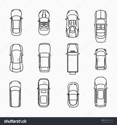 the top view of different cars from above