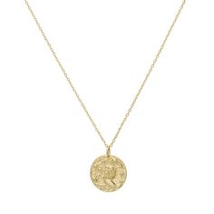 This Zodiac coin necklace makes for a meaningful personalized gift for you or someone special. The perfect birthday, graduation, or Christmas gift. Each necklace is handmade and plated with 18k gold. Let your personality shine with our personalized Zodiac necklaces. #letterneckalce #personalizednecklace #personalizedjewelry #ariesnecklace #horoscopenecklace #zodiacnecklace #goldnecklace #daintynecklace #astrologysign #zodiacsign #coinnecklace #goldcoinnecklace #pendantnecklace Zodiac Sign Medallion Necklace For Gifting, Zodiac Sign Medallion Necklaces For Gifts, Zodiac Sign Medallion Necklace Gift, Medallion Zodiac Sign Necklace For Gifts, Gold Plated Zodiac Sign Necklaces For Gifts, Dainty Coin Medallion Necklace Gift, Yellow Gold Medallion Necklace With Coin Pendant As Gift, Medallion Coin Necklace As Gift, Tarnish Resistant Medallion Coin Necklace For Gift